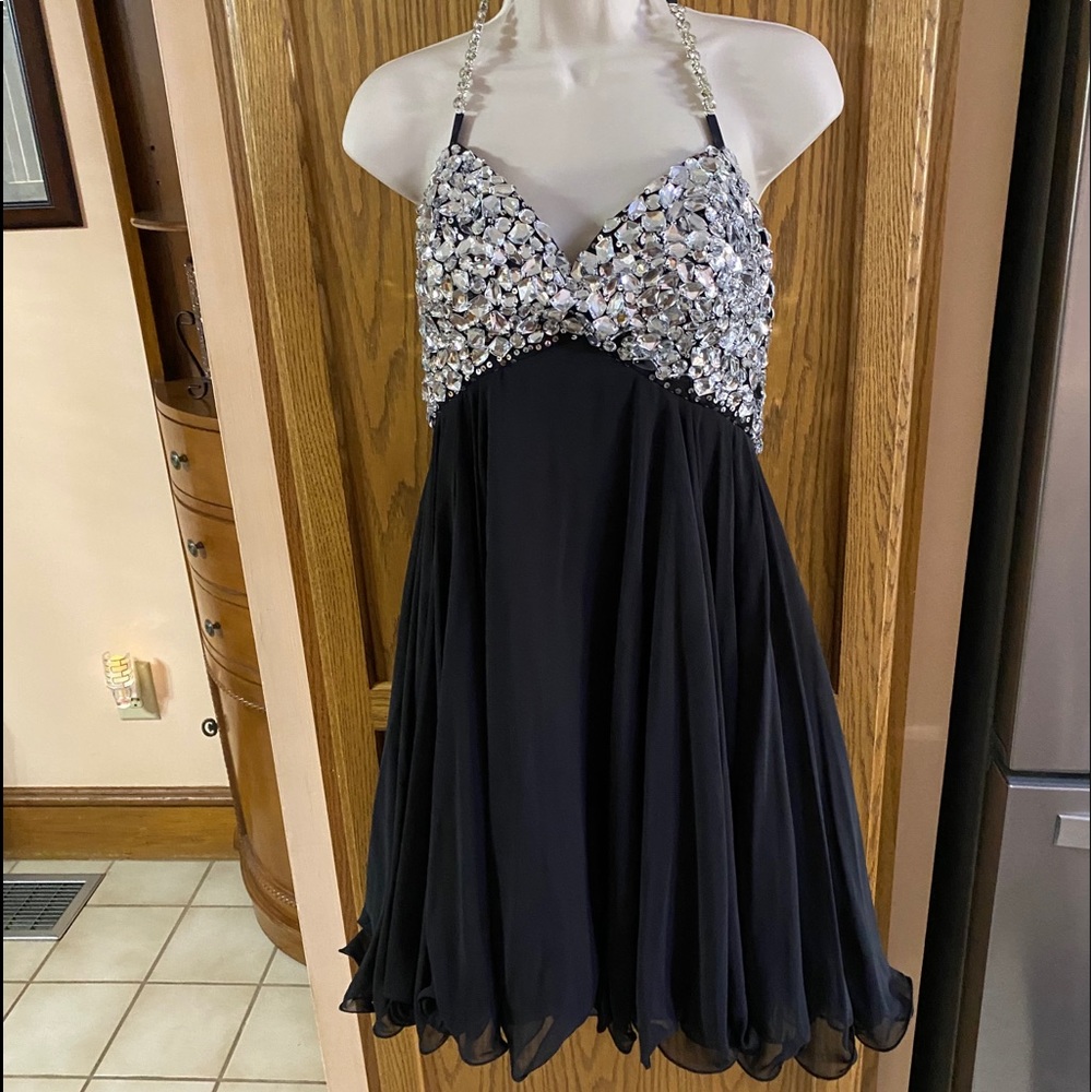 Cache Black short empire waist Baby Doll Dress 12 will fit 10